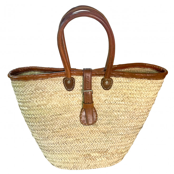 Korbtasche SOUK-3 mit Ledergriffen & Schnalle