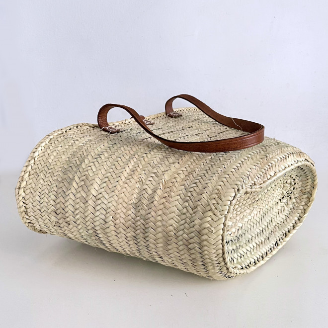 Korbtasche mit Ledergriffe und schließer LOUISE