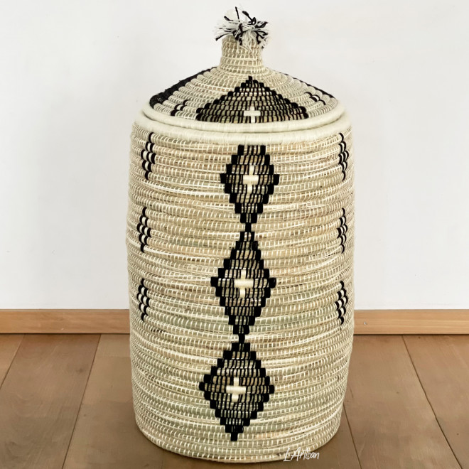 Runder Behälterkorb mit Deckel "Tabiga"