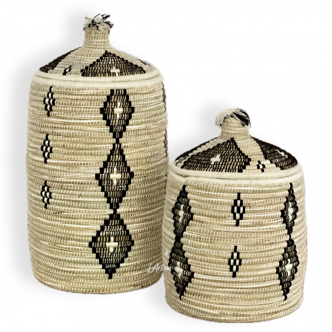 Runder Behälterkorb mit Deckel "Tabiga"