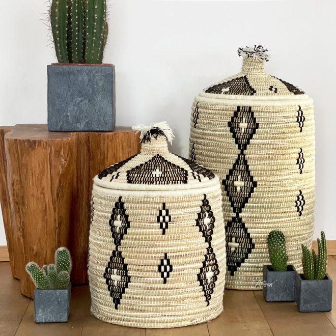 Runder Behälterkorb mit Deckel "Tabiga"