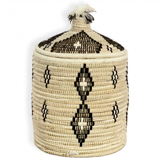 Runder Behälterkorb mit Deckel "Tabiga"