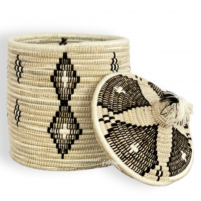 Runder Behälterkorb mit Deckel "Tabiga"