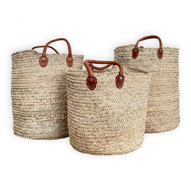 XL Palmblatt-korb mit Ledergriffen MEDINA