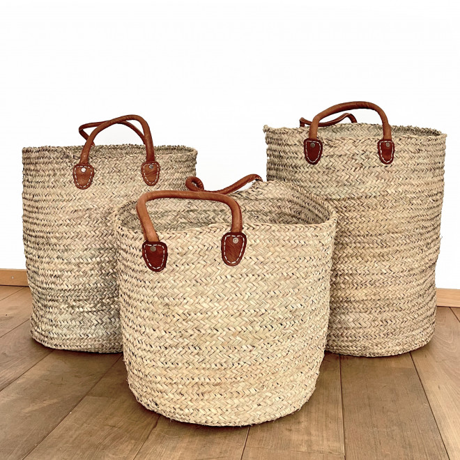 XL Palmblatt-korb mit Ledergriffen MEDINA