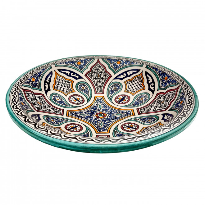 Schwere Bunte Keramikschale handbemalt FES-09 Ø40cm