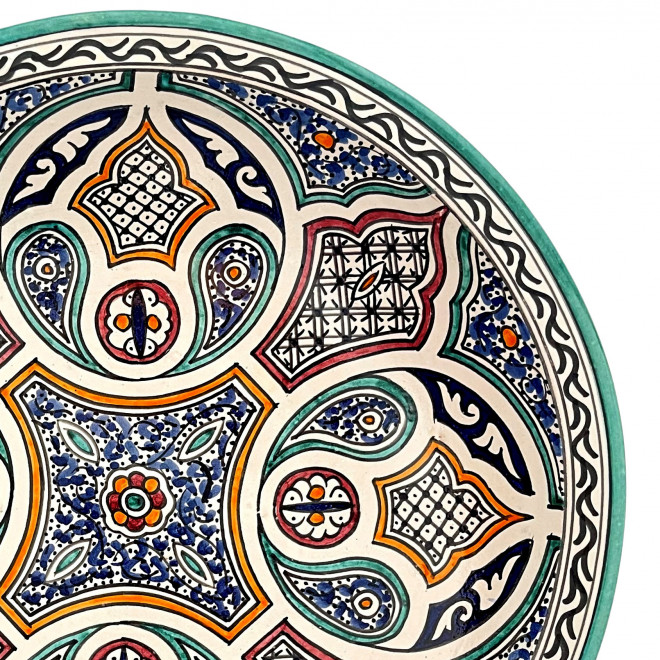 Schwere Bunte Keramikschale handbemalt FES-09 Ø40cm