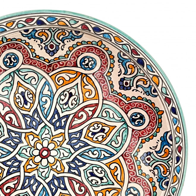 Marokkanische Bunte Keramikschale handbemalt FES-11 Ø40cm