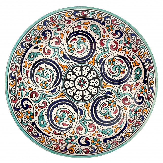 Marokkanische Handbemalte Große Schale aus Keramik FES-014 Ø40cm