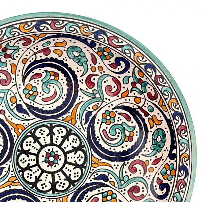 Marokkanische Handbemalte Große Schale aus Keramik FES-014 Ø40cm