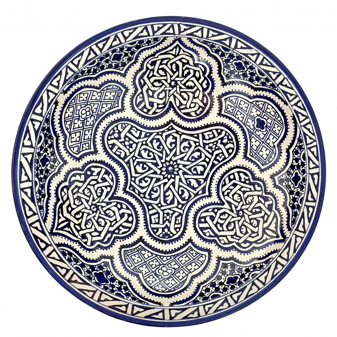 Schwere Keramik Schale aus FES blau-Weiß FES-016 Ø40cm