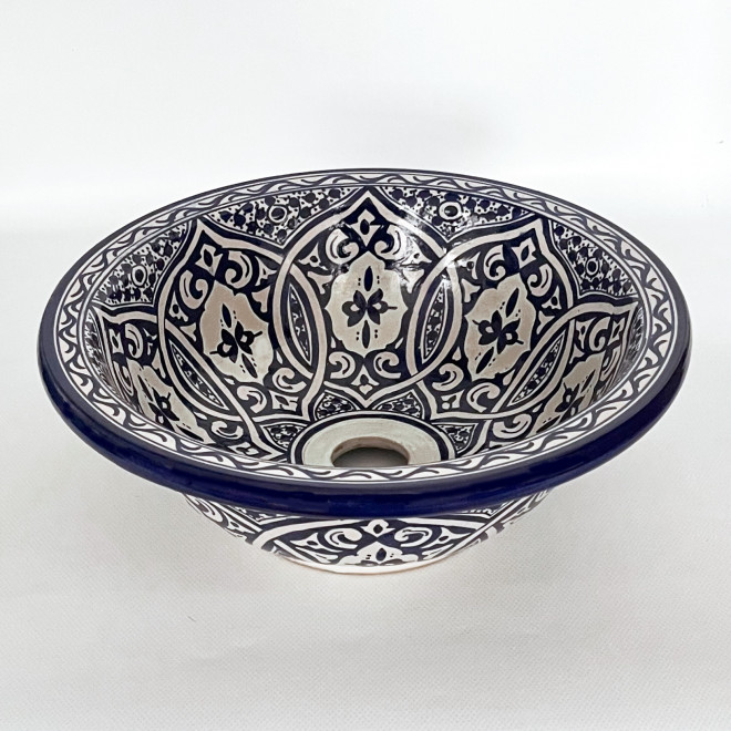 Marokkanisches Keramik-Waschbecken Blau Ø35 cm