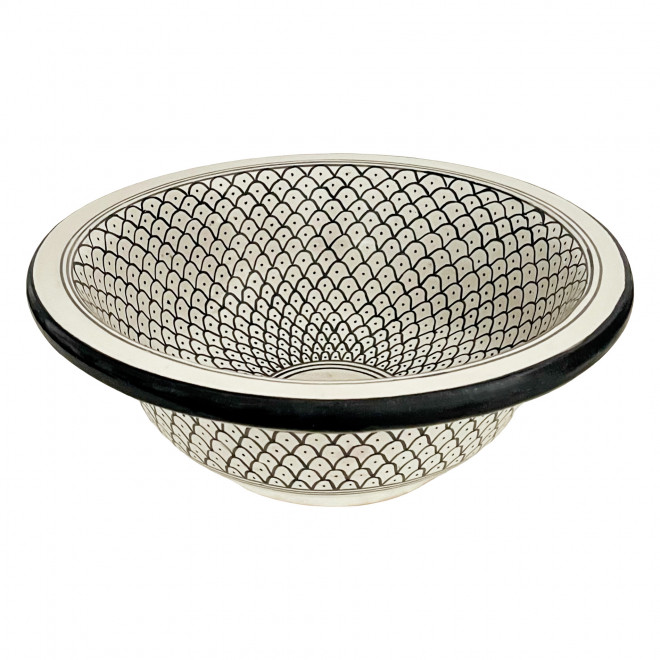 Handbemaltes Waschbecken Schwarz-Weiss Ø35 cm