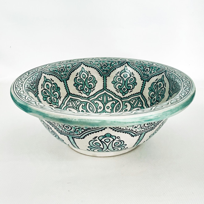 Handbemaltes Waschbecken Gün-Weiss Ø35 cm