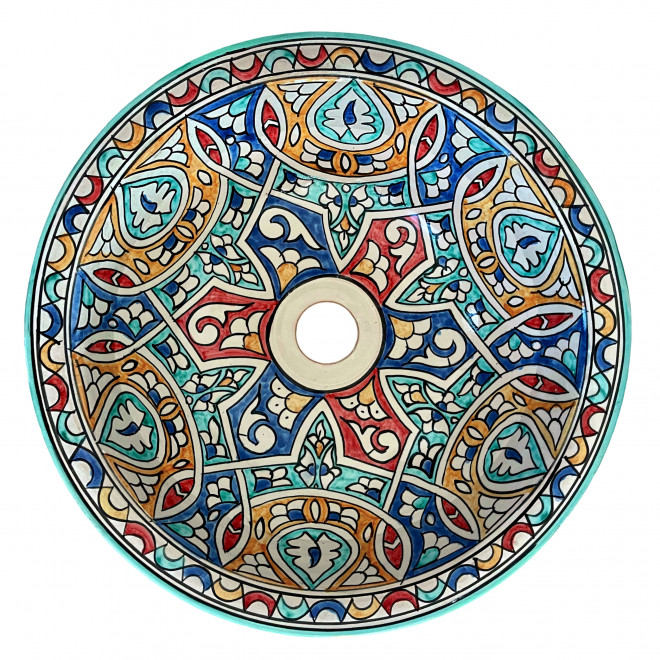 Handbemaltes Waschbecken Multifarbig Ø35 cm