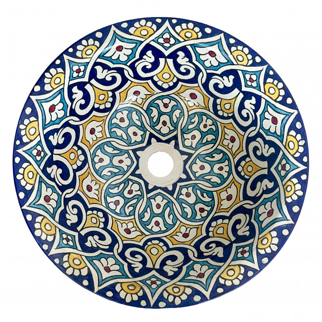 Handbemalte Keramik Waschschüssel MULTI-10 D40cm