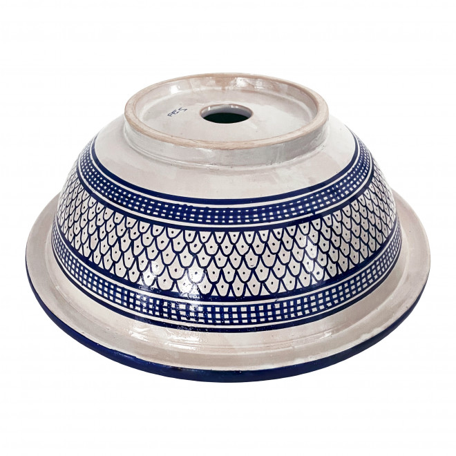 Marokkanisches Waschbecken Handbemalt Keramik BW10 Ø40 cm Blau/Weiß