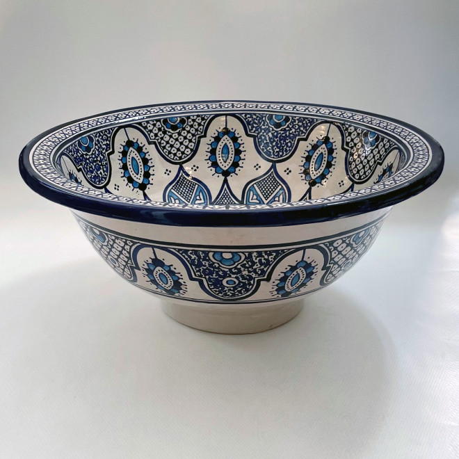 Marokkanisches Waschbecken handbemalt aus Keramik FES-XII