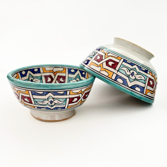 Bunte Keramik Schüssel aus Marokko FES-063 Ø18cm