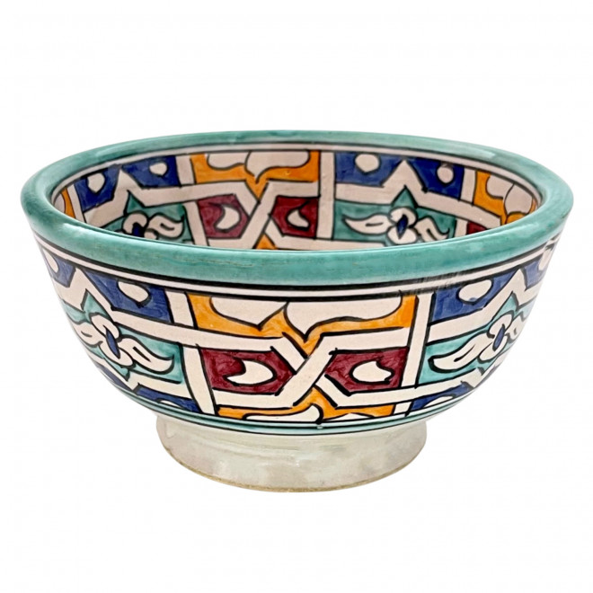Bunte Keramik Schüssel aus Marokko FES-063 Ø18cm