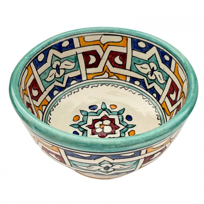 Bunte Keramik Schüssel aus Marokko FES-063 Ø18cm