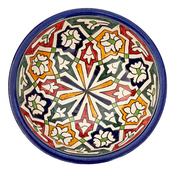 Bunte Keramikschüssel aus Marokko FES-066 Ø18cm