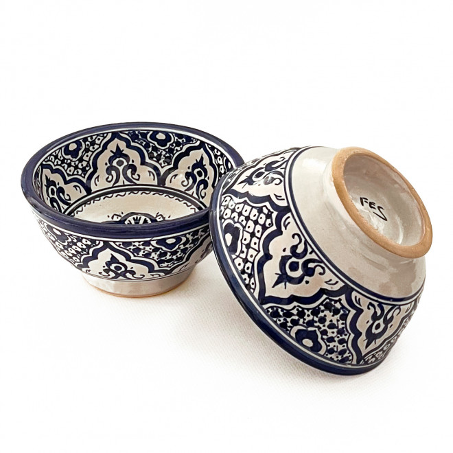 Keramikschüssel aus Marokko blau-Weiß FES-055 Ø18cm