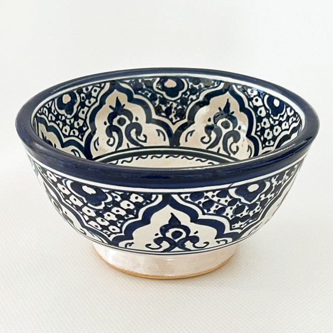 Keramikschüssel aus Marokko blau-Weiß FES-055 Ø18cm