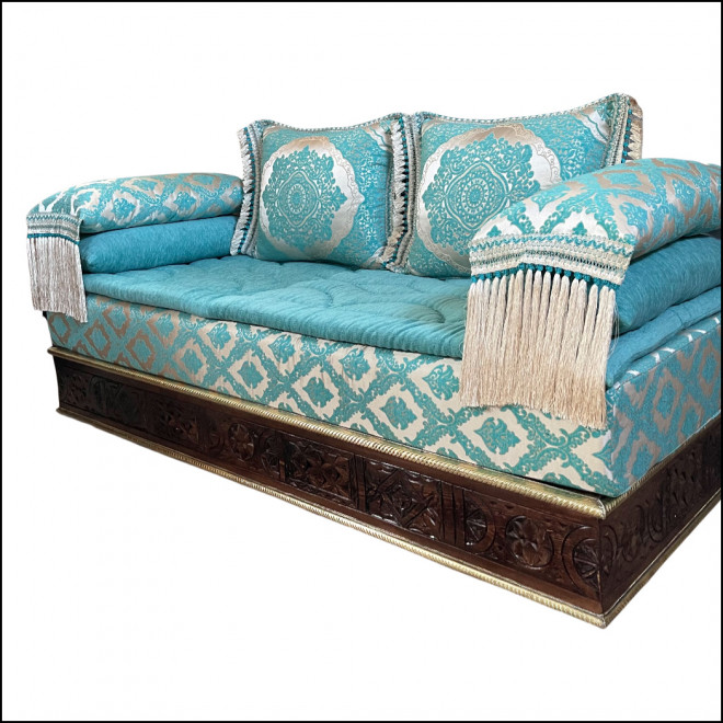 Marokkanische Sofa mit Messingleisten SOFIA Türkis
