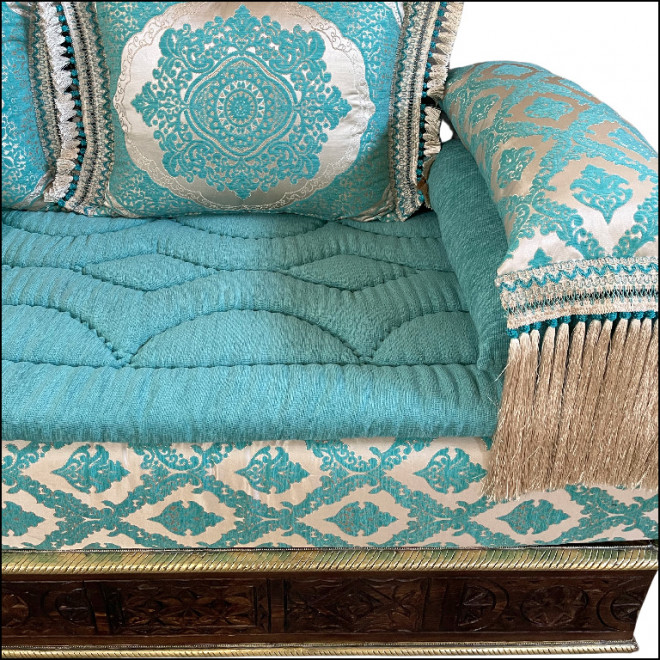 Marokkanische Sofa mit Messingleisten SOFIA Türkis
