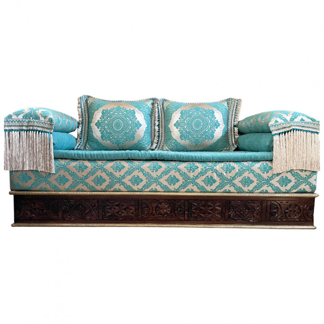Marokkanische Sofa mit Messingleisten SOFIA Türkis