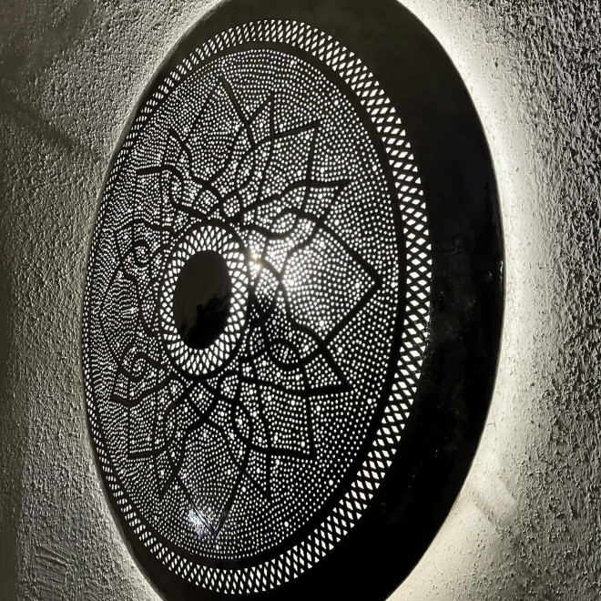 Orientalische Messing Wandlampe DORA ZWAK Silber Ø80cm