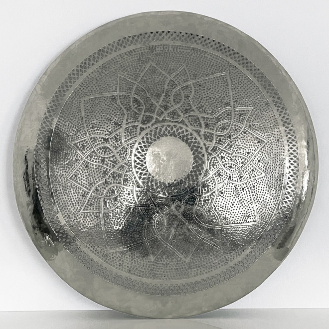 Orientalische Messing Wandlampe DORA ZWAK Silber Ø80cm