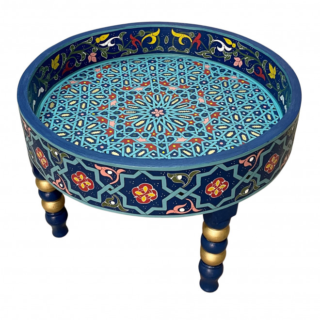 Runder orientalischer Teetisch RAHMA blau