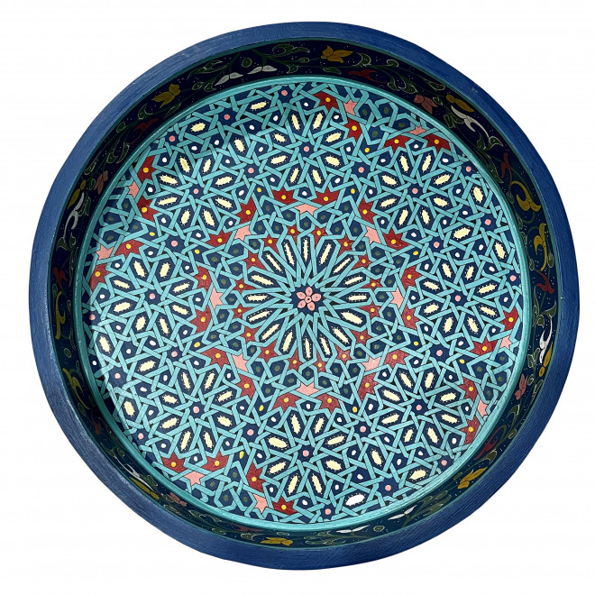 Runder orientalischer Teetisch RAHMA blau