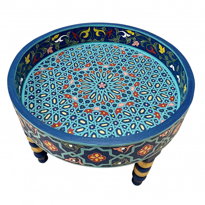 Runder orientalischer Teetisch RAHMA blau