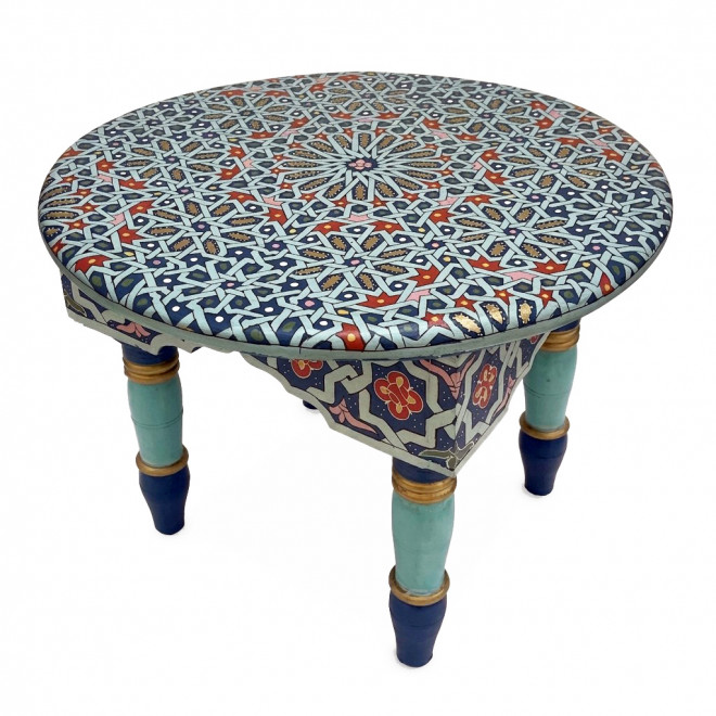 Runder orientalischer Teetisch MIDA blau