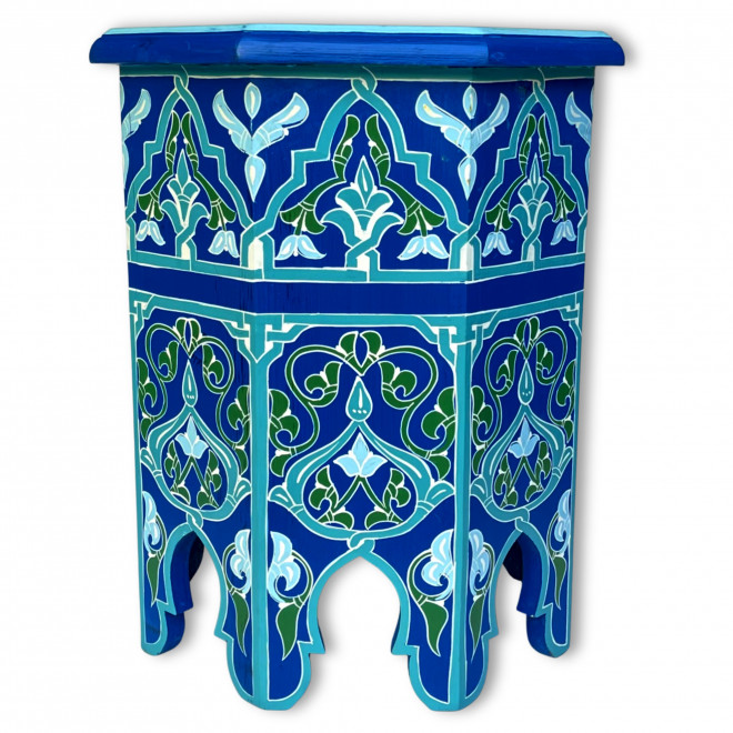 Marokkanischer Beistelltisch Handbemalt Blau
