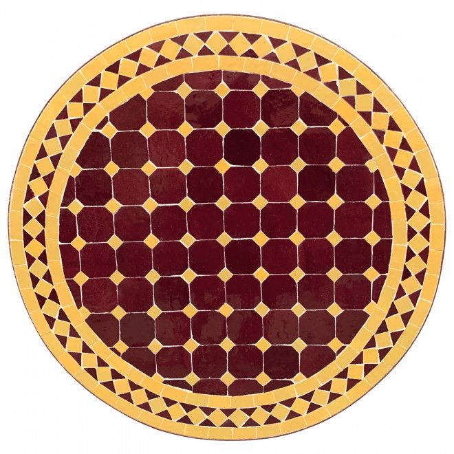 Bistrotisch aus Mosaik D60cm BIDAK-Bordeaux/Gelb