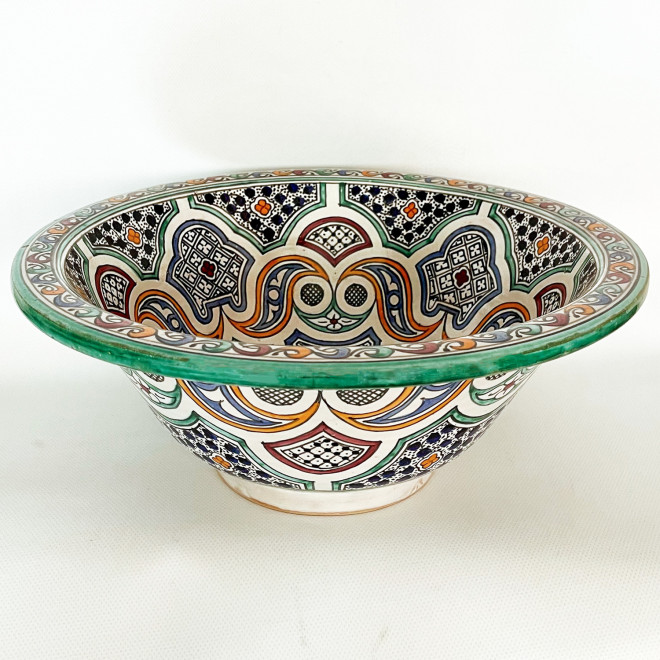 Marokkanisches Waschbecken handbemalt aus Keramik FES-II Ø40cm