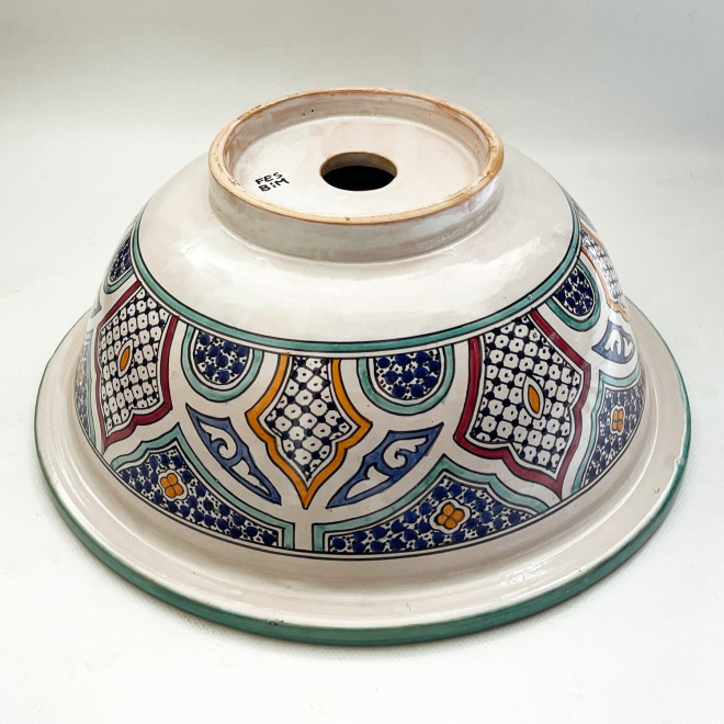 Marokkanische Waschschüssel handbemalt aus Keramik FES-IV D42cm