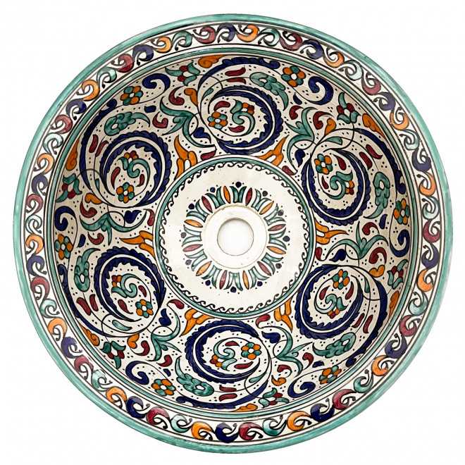Orientalisches handbemaltes Keramik Waschschüssel FES-V D42cm