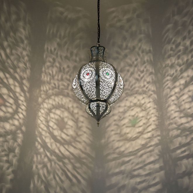 Marokkanische arabische Hängelampe MALIKA silber