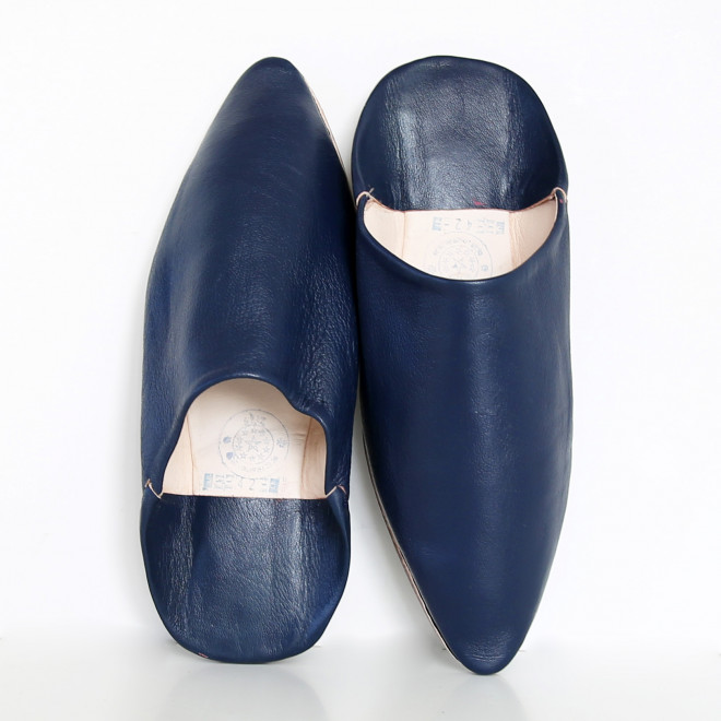 Marokkanische Leder Babouche FEZ Blau Gr. 40-44