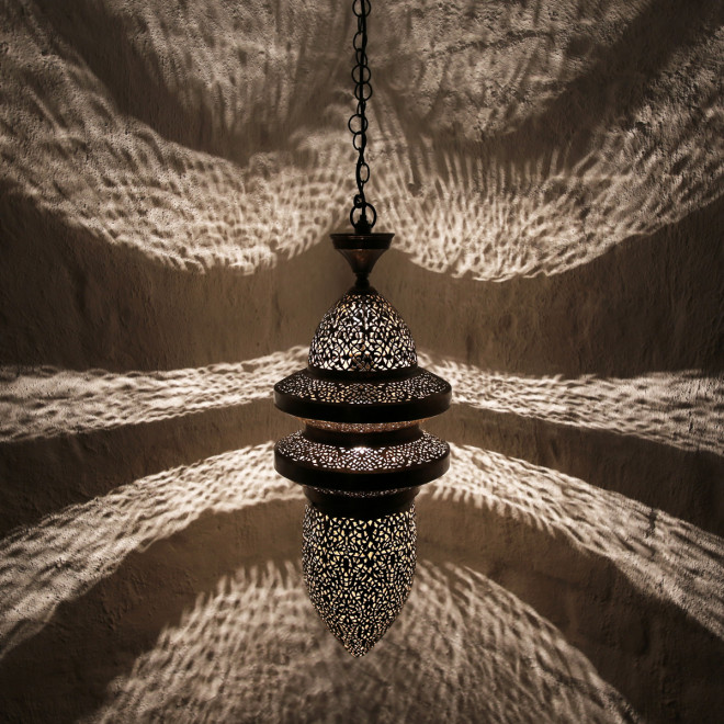 Orientalische Pendelleuchte aus Messing KARTAGA