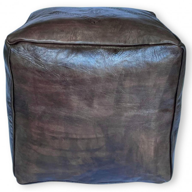 Marokkanisches Ledersitzkissen quadratisch dunkelbraun