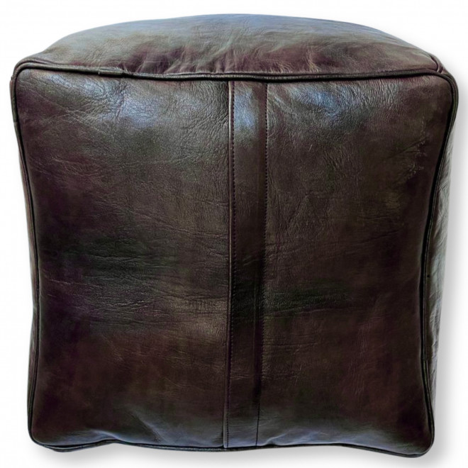 Marokkanisches Ledersitzkissen quadratisch dunkelbraun