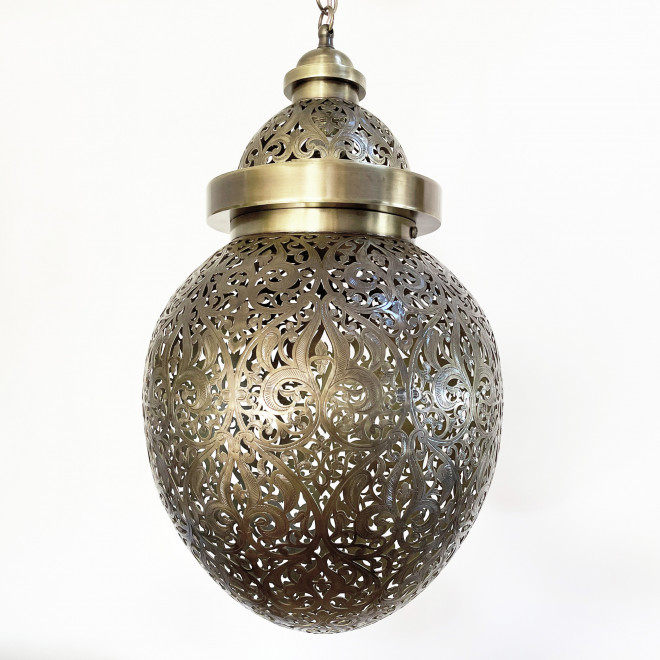 Marokkanische Lampe Eiförmig aus Messing MALEA