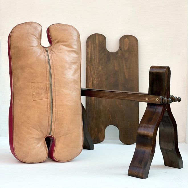 Arabischer Sitzhocker RABATI-TARAZ Cognac