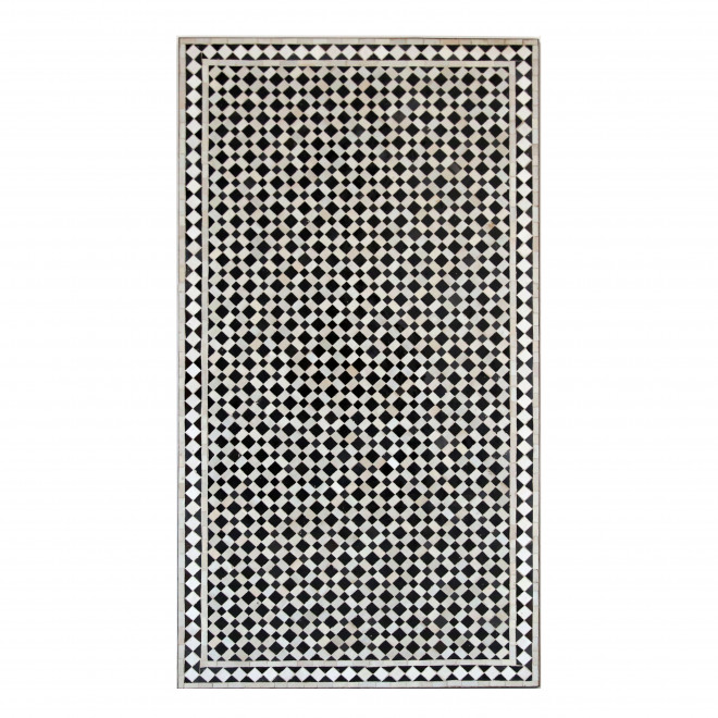 Arabischer Mosaiktisch SAOUDA Schwarz-Weiß rechteckig (150cmX80cm)